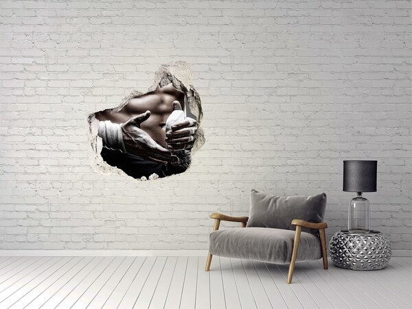 Autocolant de perete gaură 3D Campion la arte marțiale