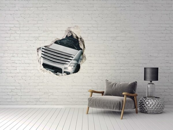 Autocolant 3D gaura cu priveliște zid distrus de un camion
