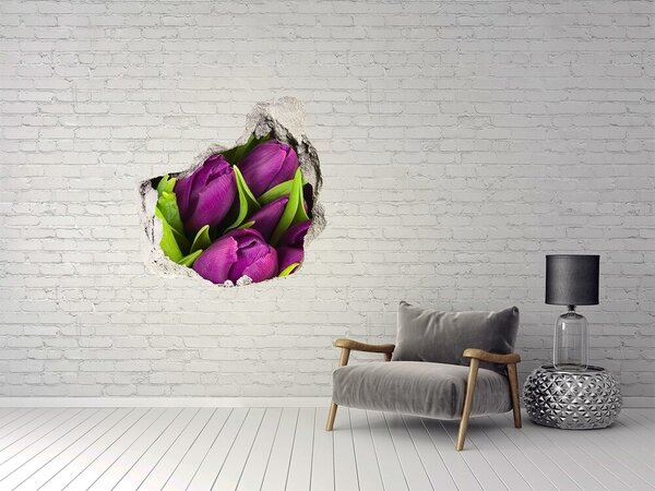 Autocolant 3D gaura cu priveliște Flori în beton