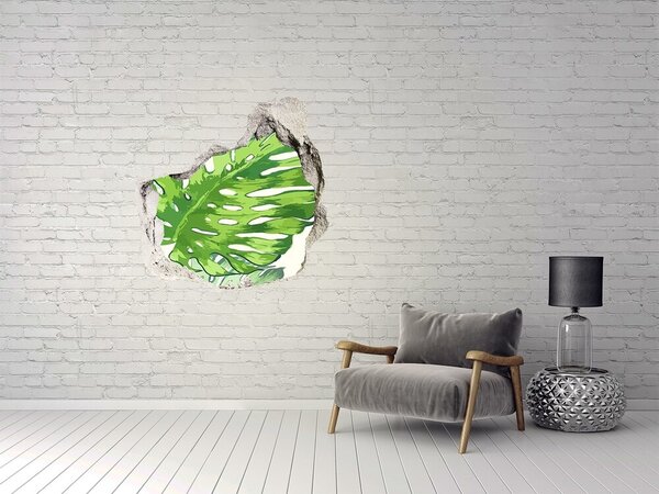 Autocolant autoadeziv gaură Monstera verde într-o gaură de beton