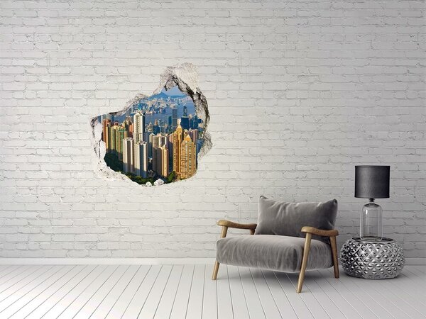 Autocolant 3D gaura cu priveliște Vedere a Hong Kong-ului