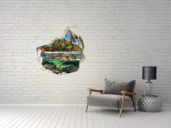 Fototapet un zid spart cu priveliște Paradis tropical în spatele zidului