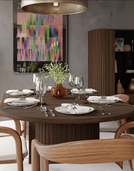 Masă de dining extensibilă Ovalio, stejar dunin (100-188 cm)