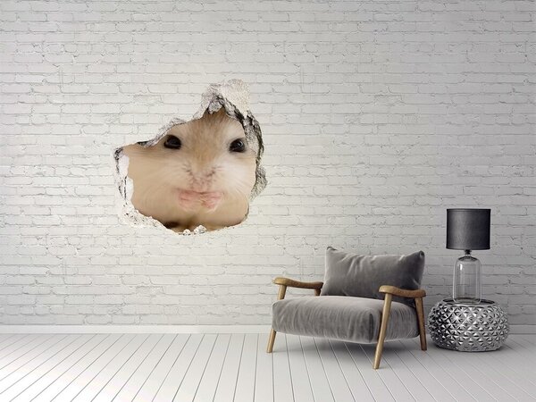 Autocolant de perete gaură 3D Iepuraș adorabil într-o gaură în perete