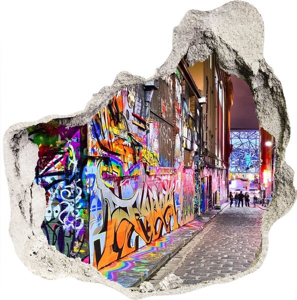 Autocolant un zid spart cu priveliște graffiti colorat