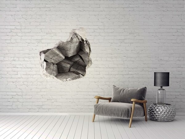 Autocolant de perete gaură 3D Un perete deteriorat cu vedere la un spațiu de beton