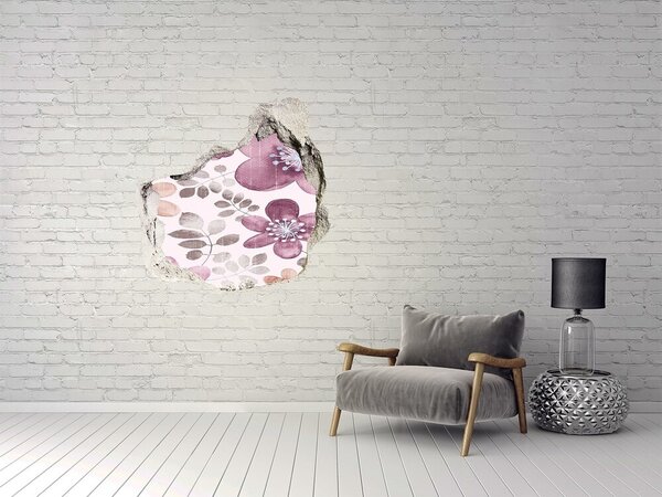 Autocolant 3D gaura cu priveliște Motiv floral pe fundal roz