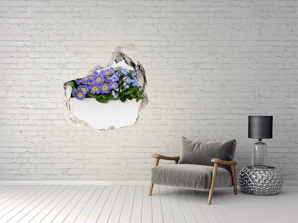 Autocolant 3D gaura cu priveliște Flori într-o gaură în perete