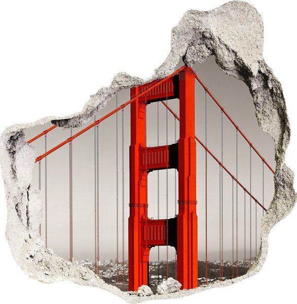 Fototapet un zid spart cu priveliște Podul din San Francisco