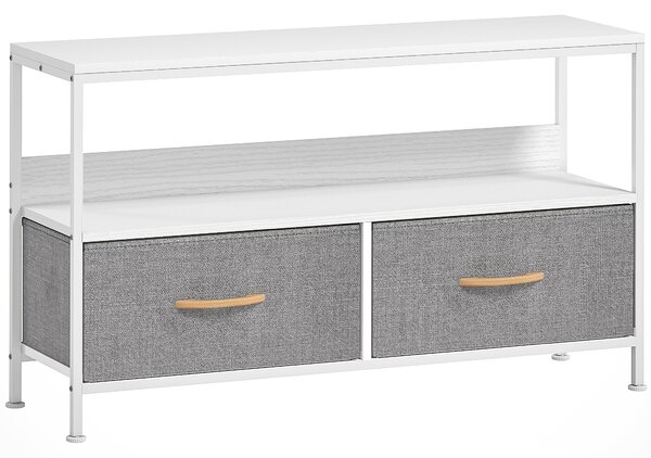 HOMCOM Mobilier TV pentru 47" cu Sertare Pliabile din Material Textil și Raft din Metal și MDF, 98x29x56 cm, Negru | Aosom Romania