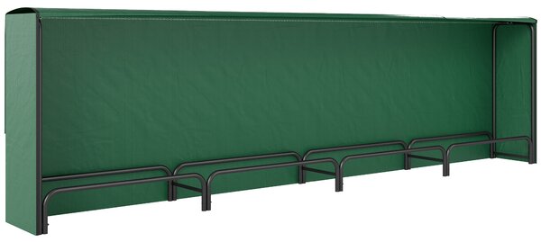 Outsunny Suport pentru Lemne 1 m³, Reglabil, cu Husă Impermeabilă din PE, Metal, 360 x 36 x 99 cm, Negru și Verde Închis | Aosom Romania