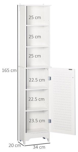 HOMCOM Coloană Baie 3 Niveluri Dulapior Închis Economie Spațiu MDF PAL 34x20x165cm Alb | Aosom Romania
