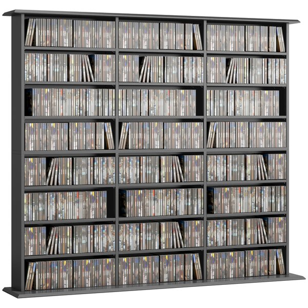 HOMCOM Dulap Suport Cd/dvd, Bibliotecă Con 8 Rafturi E 18 Rafturi Regolabili, Negru | Aosom Romania