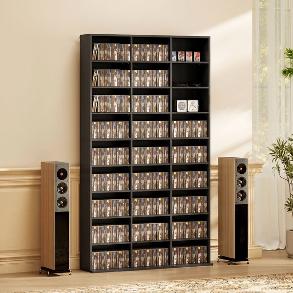 HOMCOM Dulap Dvd Con 9 Rafturi, 21 Regolabili, 27 Scomparti, Negru | Aosom Romania