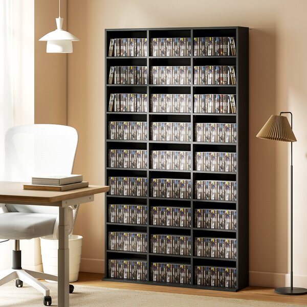 HOMCOM Dulap Dvd Con 9 Rafturi, 21 Regolabili, 27 Scomparti, Negru | Aosom Romania