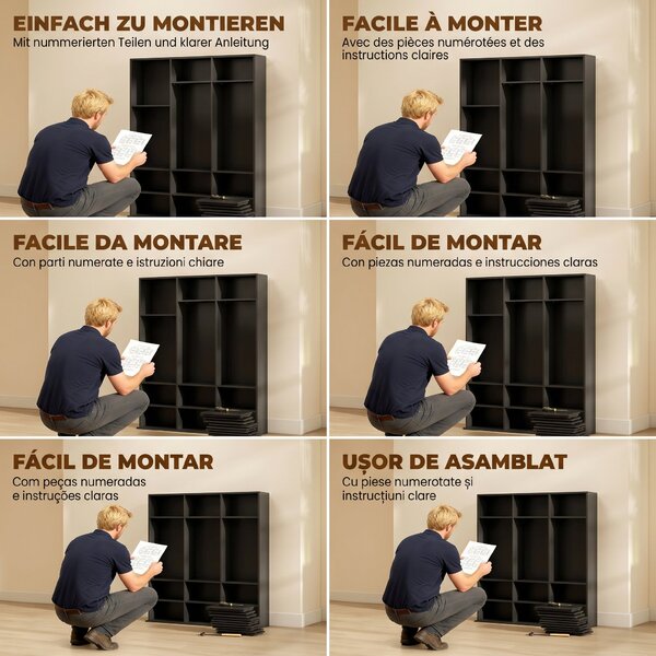 HOMCOM Dulap Dvd Con 9 Rafturi, 21 Regolabili, 27 Scomparti, Negru | Aosom Romania