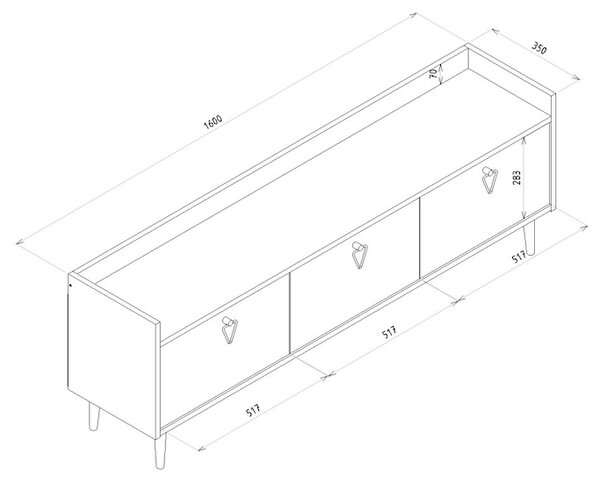 Comoda TV PIENA 160 cm, alb