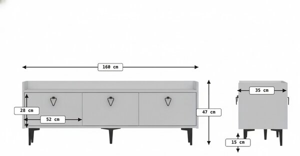 Comoda TV PIENA 160 cm, alb