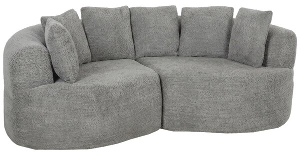 HOMCOM Canapea 3 locuri fără cadru, cu șezut amplu, 6 perne, design curbat, din chenille, gri deschis | Aosom Romania