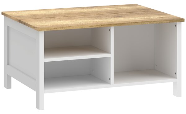 HOMCOM Ladă de Depozitare pentru Interior, 80x60x40 cm, cu Capac Rabatabil, Stil Nordic, Culoare Lemn | Aosom Romania