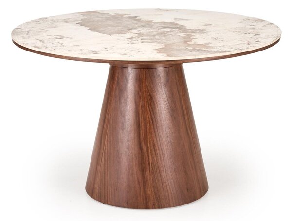 Masă Houston 2152Marmură brună, Nuc, 8cm, Piatră sinterizată, MDF, Furnir din lemn natural