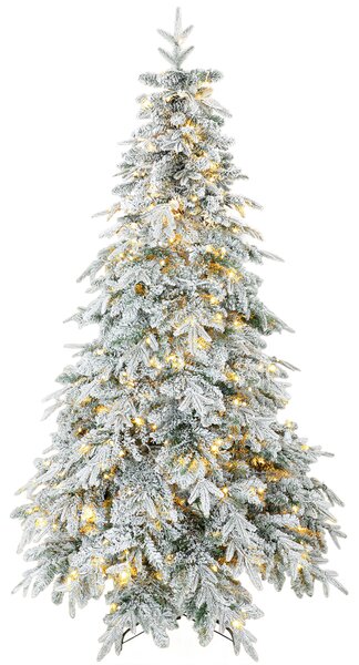 HOMCOM Brad de Crăciun Înzăpezit 180 cm cu 350 de Lumini LED Alb Cald, Timer, Telecomandă, 8 Modalități, 740 de Ramuri Ignifuge | Aosom Romania