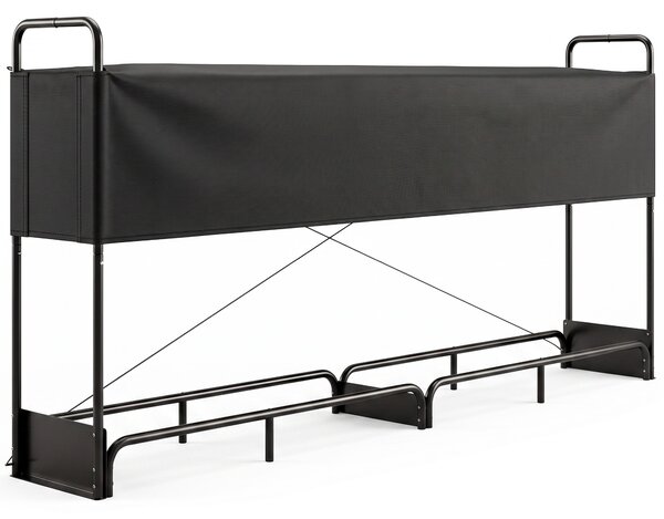 Outsunny Suport Lemne de Foc Interior și Exterior din Oțel Galvanizat cu Husă Oxford, 500 kg, 260x38x118 cm, Negru | Aosom Romania