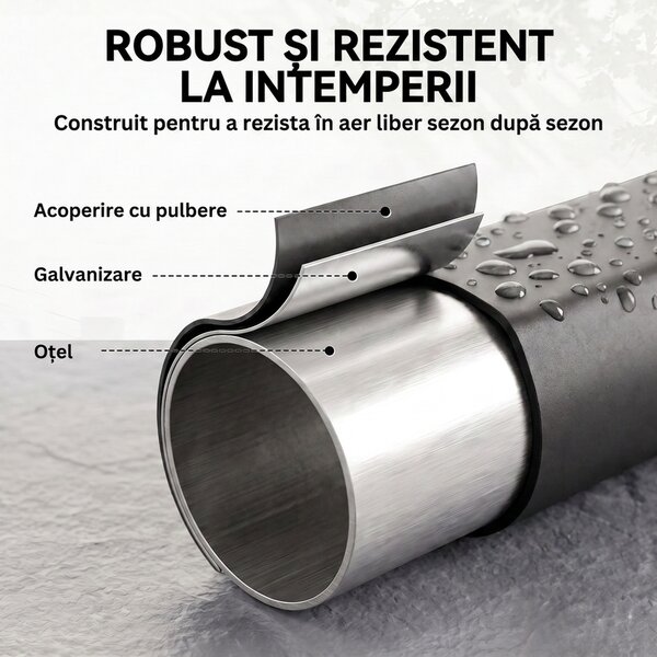 Outsunny Suport Lemne de Foc Interior și Exterior din Oțel Galvanizat cu Husă Oxford, 500 kg, 260x38x118 cm, Negru | Aosom Romania