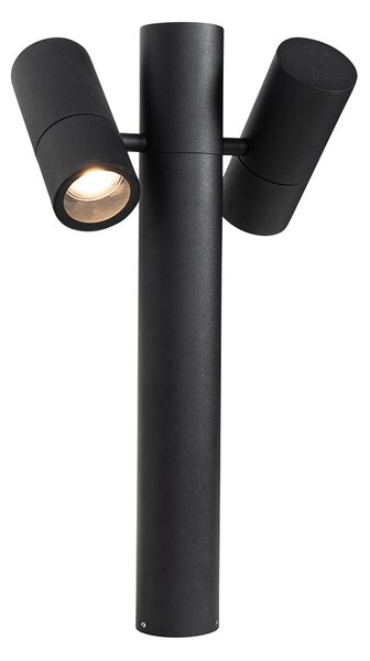 Lampă de exterior pe stativ neagră 50 cm 2 lumini reglabile - Duo