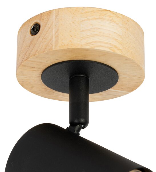 Spotlight modern negru cu lemn inclinabil - Jeana