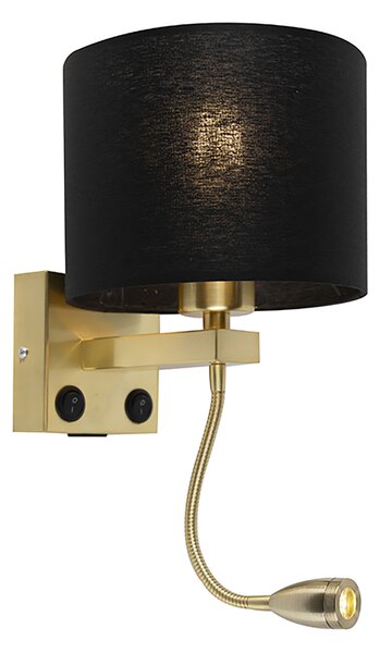 Lampă de perete inteligentă aurie cu USB și abajur negru, inclusiv WiFi A60 - Brescia
