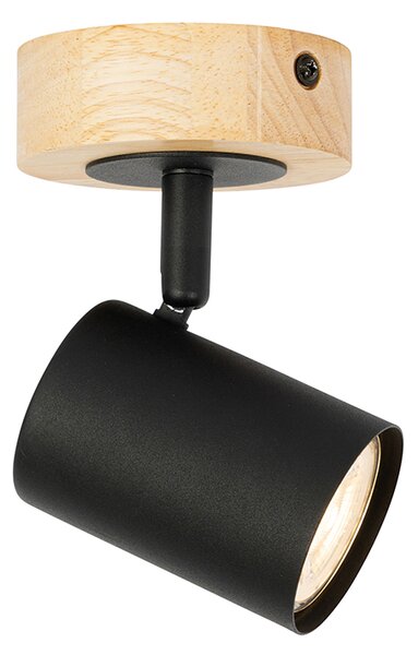 Spotlight modern negru cu lemn inclinabil - Jeana