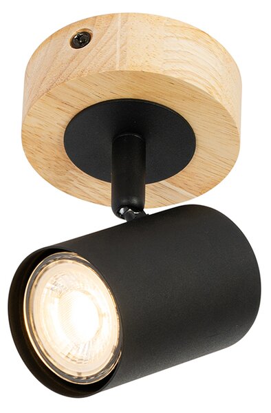 Spotlight modern negru cu lemn inclinabil - Jeana