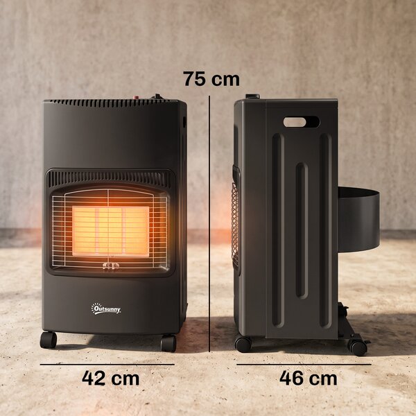Outsunny Sobă pe Gaz 4,2 kW, 3 Trepte de Căldură, ODS, Oprire la Stingerea Flăcării, Anti-răsturnare | Aosom Romania