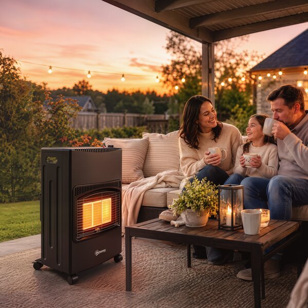 Outsunny Sobă pe Gaz 4,2 kW, 3 Trepte de Căldură, ODS, Oprire la Stingerea Flăcării, Anti-răsturnare | Aosom Romania