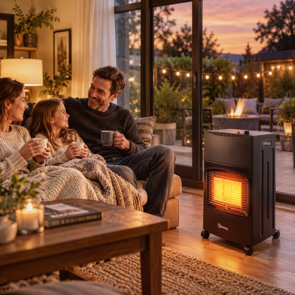 Outsunny Sobă pe Gaz 4,2 kW, 3 Trepte de Căldură, ODS, Oprire la Stingerea Flăcării, Anti-răsturnare | Aosom Romania