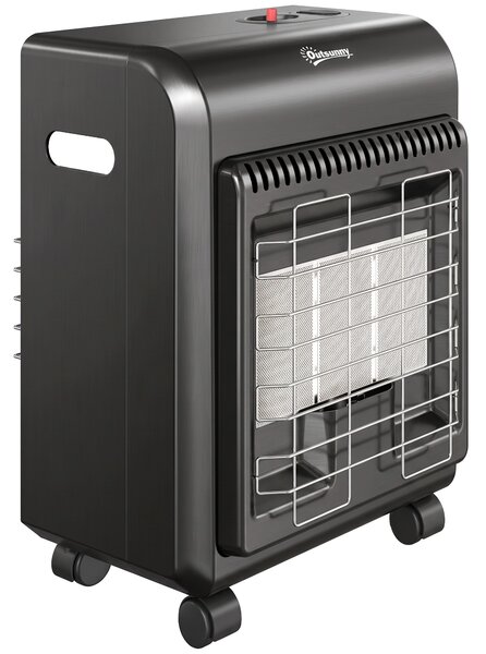 Outsunny Sobă pe Gaz Portabilă 4,2 kW, cu 3 Trepte de Căldură, Neagră | Aosom Romania