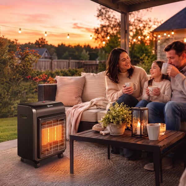 Outsunny Sobă pe Gaz Portabilă 4,2 kW, cu 3 Trepte de Căldură, Neagră | Aosom Romania