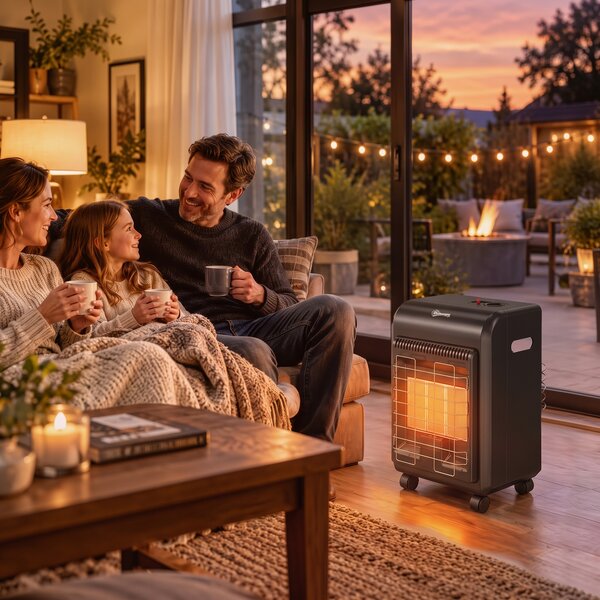 Outsunny Sobă pe Gaz Portabilă 4,2 kW, cu 3 Trepte de Căldură, Neagră | Aosom Romania