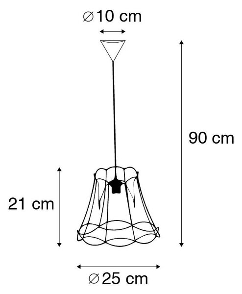 Lampă suspendată retro neagră 25 cm - Granny Frame