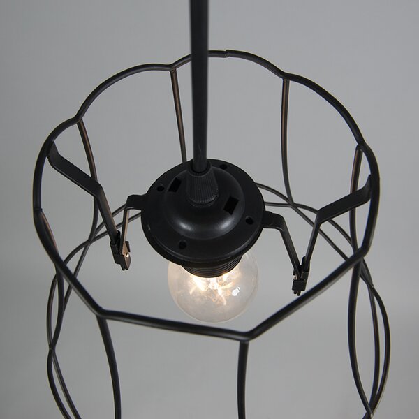 Lampă suspendată retro neagră 25 cm - Granny Frame