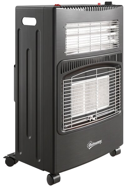 Outsunny Sobă pe gaz portabilă pliabilă 4,2 kW, neagră | Aosom Romania