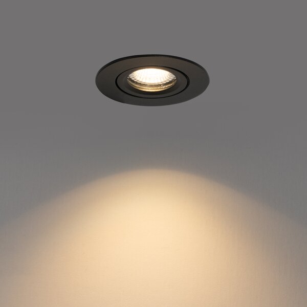 Spot îngropat negru orientabil 6,5 cm cu LED integrat IP54 Ultra Slim - Pupil
