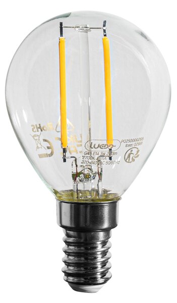 Set de 5 becuri LED E14 reglabile P45 transparente 3W 250 lm 2700K