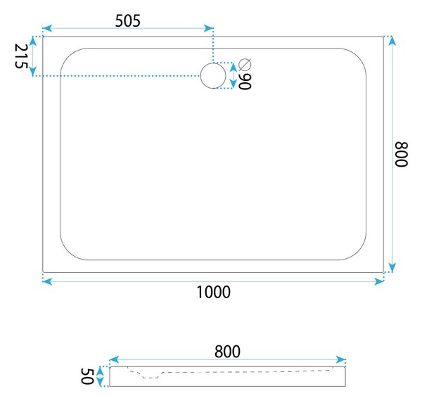 Rea, Cădiță de duș acrilică Rea Belmond Albă 80x100, KPL-04372