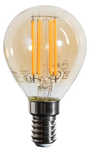 Set de 5 becuri LED E14 G45 aurii 2W 180 lm 2100K