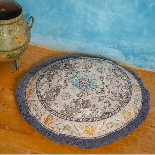 Husa pentru perna de meditatie Mandala, 60 cm cu franjuri