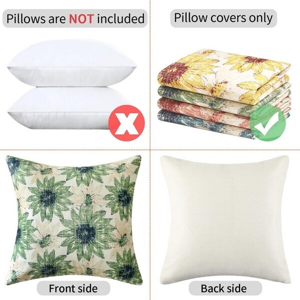 Fețe de pernă decorative 45x45 cm, set 2 buc, impermeabile, margarete verzi