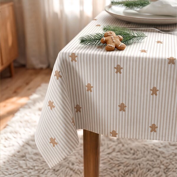 Goldea față de masă de crăciun 100% bumbac - turtă dulce cu dungi 80 x 80 cm