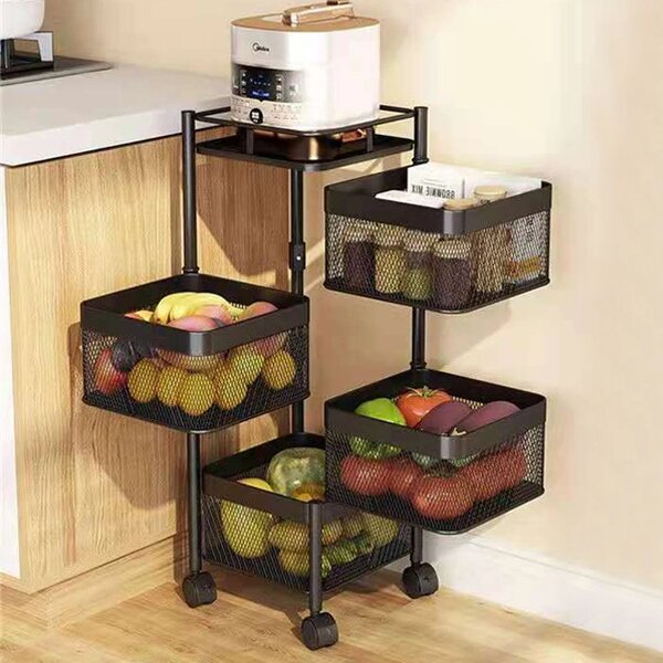 Carucior Cu Rafturi Rotative Spinrack™ - 4 Niveluri, Negru